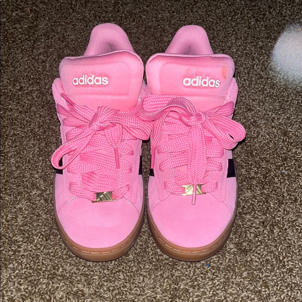 Adidas Pink Sneakers with Velcro Strap and Lace-Up Design